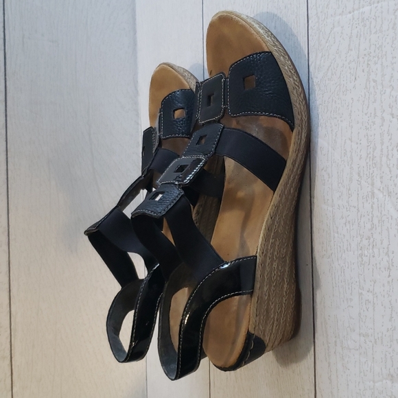 Rieker black elastic sling back straps woman sandals sandals size 37 (6) - Picture 3 of 7